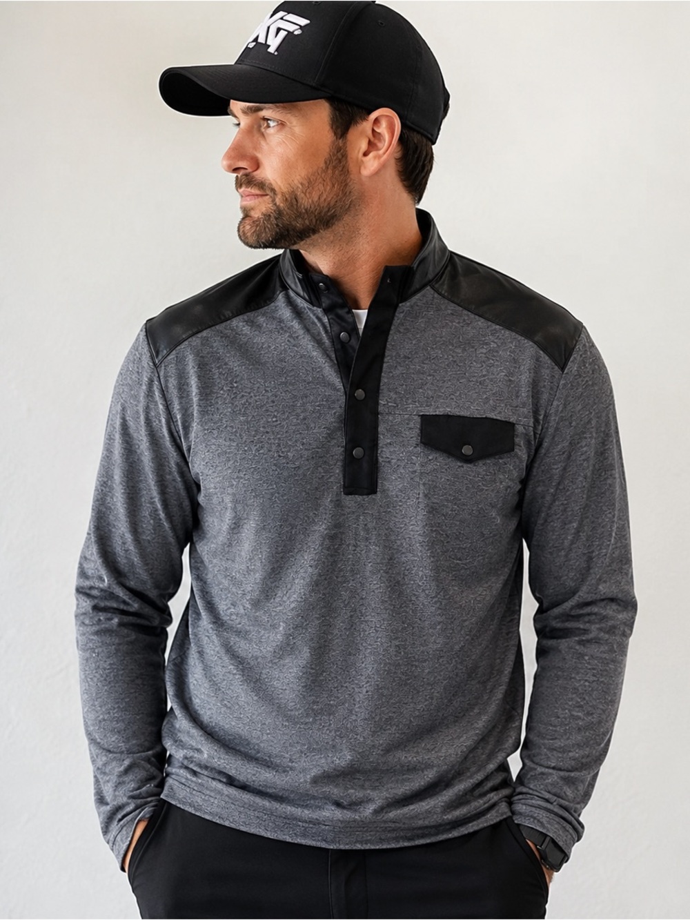 PXG Parsons Xtreme Golf Pullover Mens Large Gray Quilted Jersey 1/4 Zip NEW